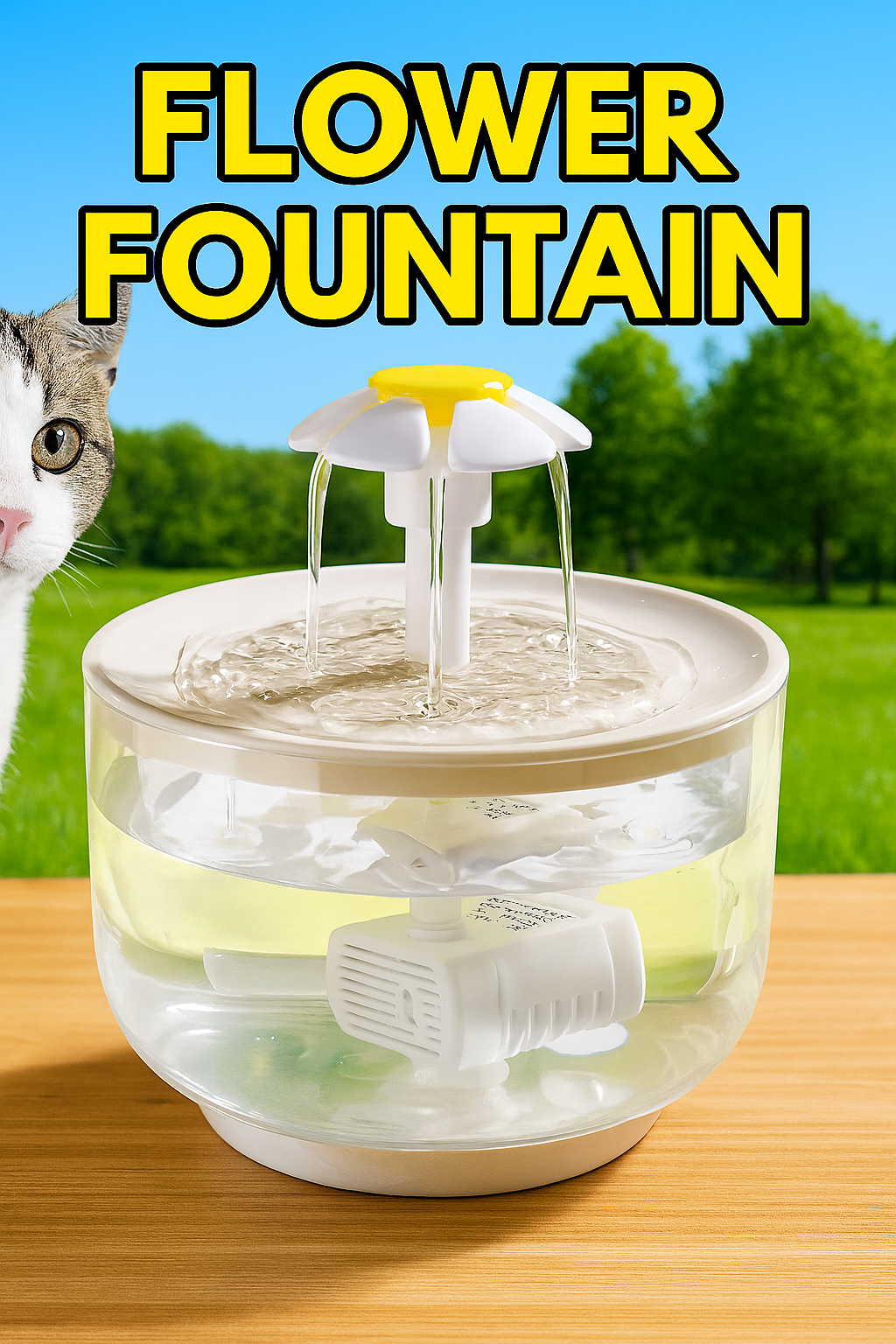 Flower Water Fountain For Cats
