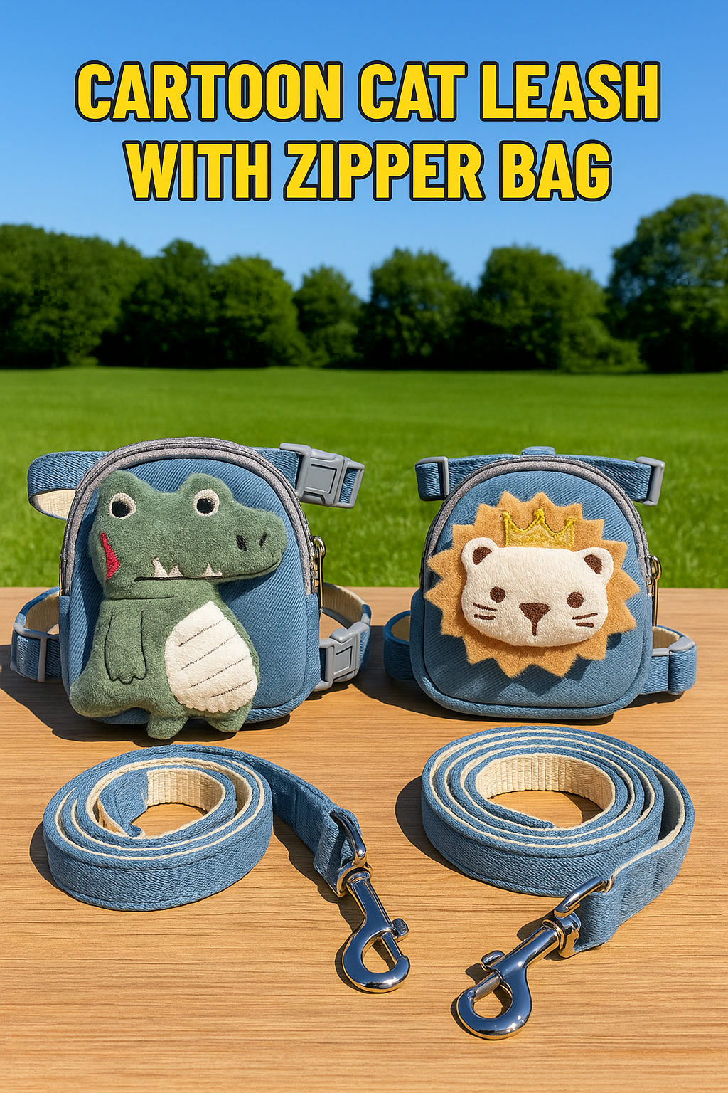Cartoon Cat Leash - BUILT IN BACKPACK