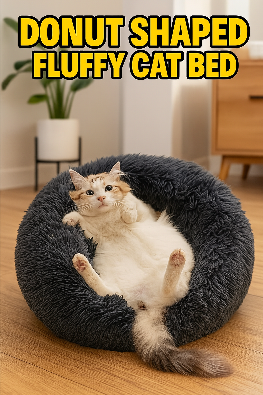 Donut Shaped Fluffy Cat Bed