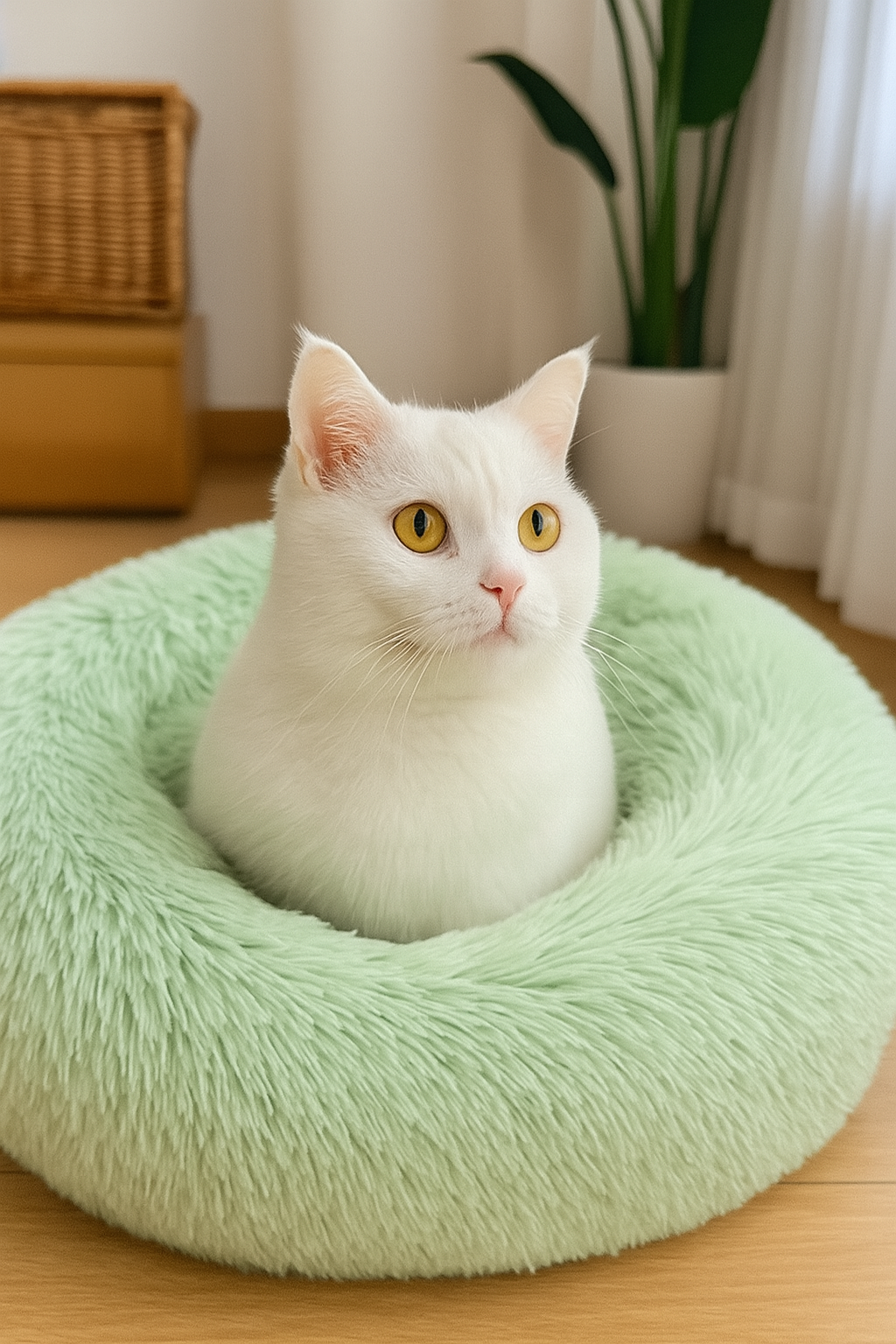 Donut Shaped Fluffy Cat Bed
