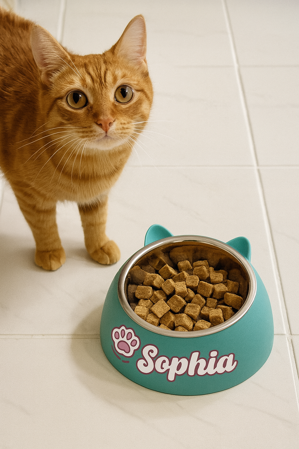 Personalized Stainless Steel Cat Bowl