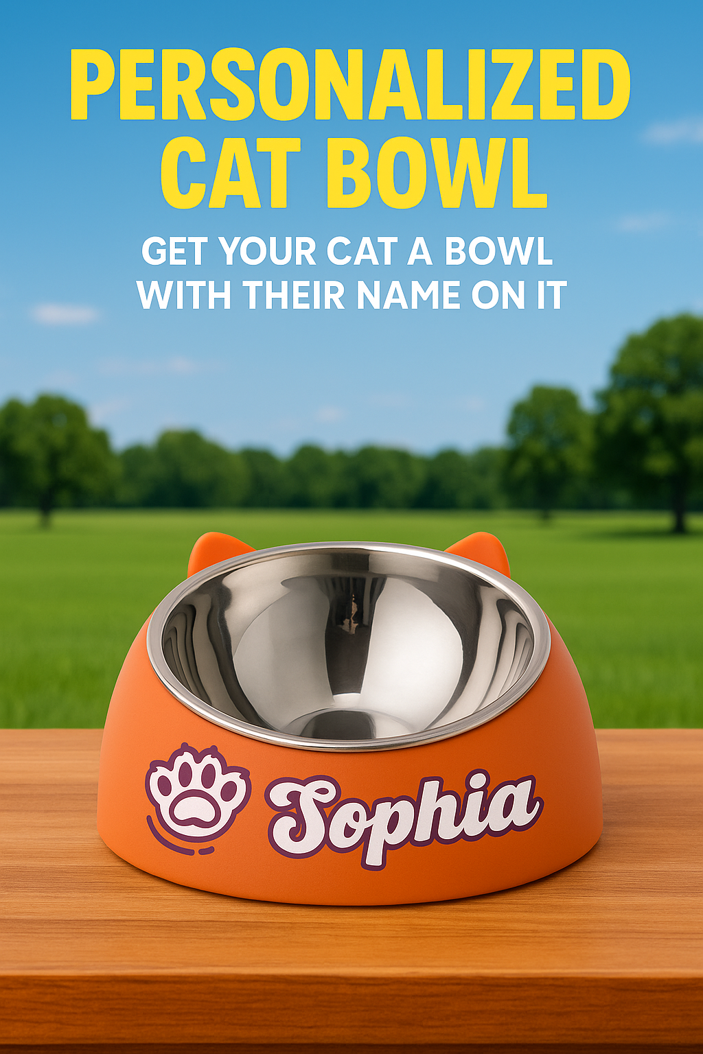 Personalized Stainless Steel Cat Bowl