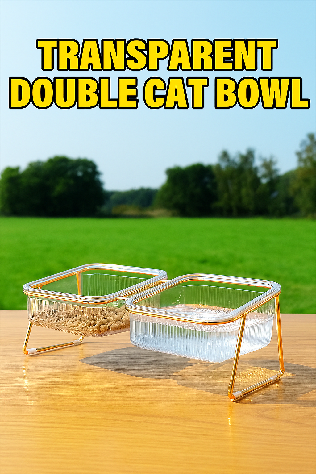 Transparent Double Cat Bowl