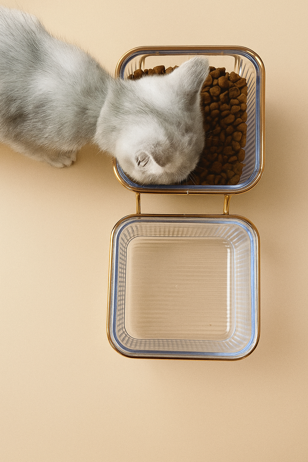 Transparent Double Cat Bowl