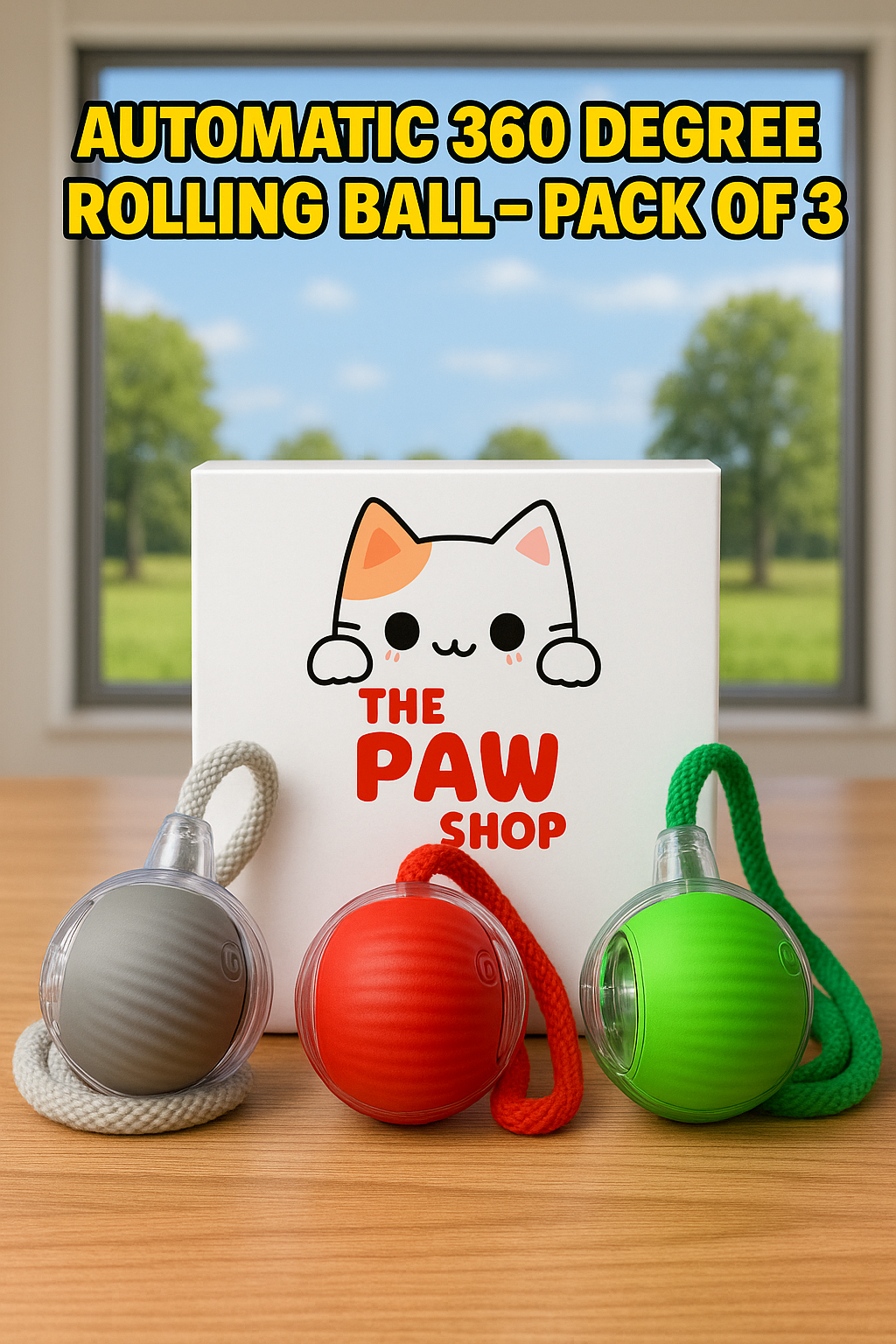 Automatic Rolling Ball With Teaser Tail - 3 PACK