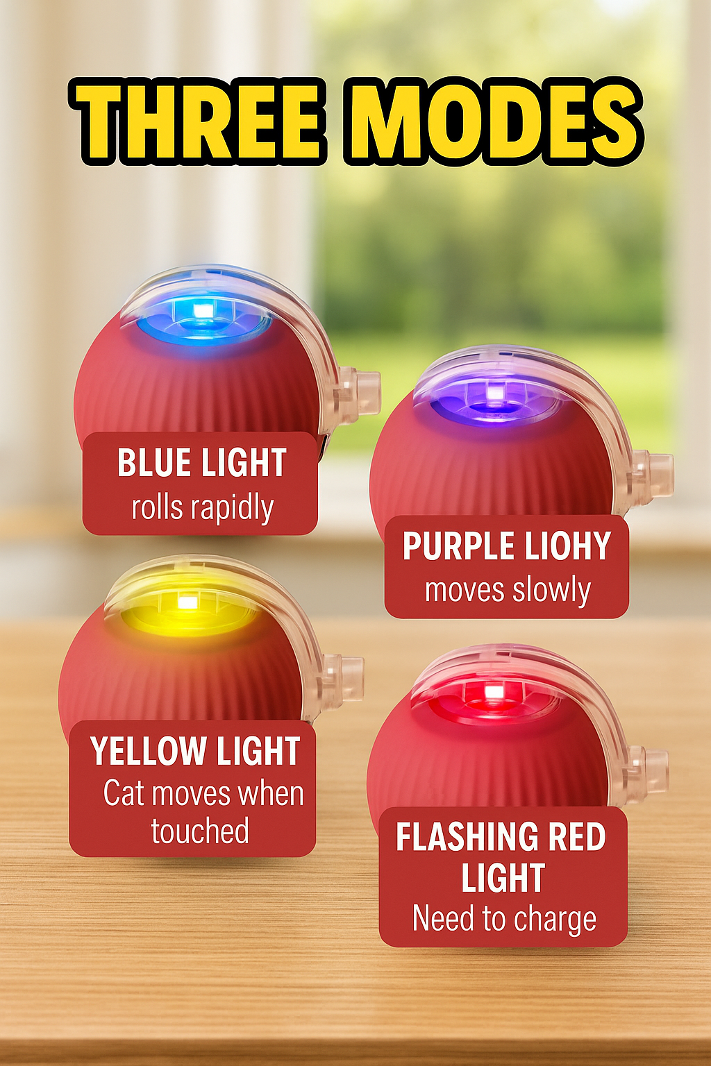 Automatic Rolling Ball With Teaser Tail - 3 PACK