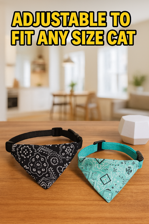 Adjustable Cat Bandana Collar - 6 PACK