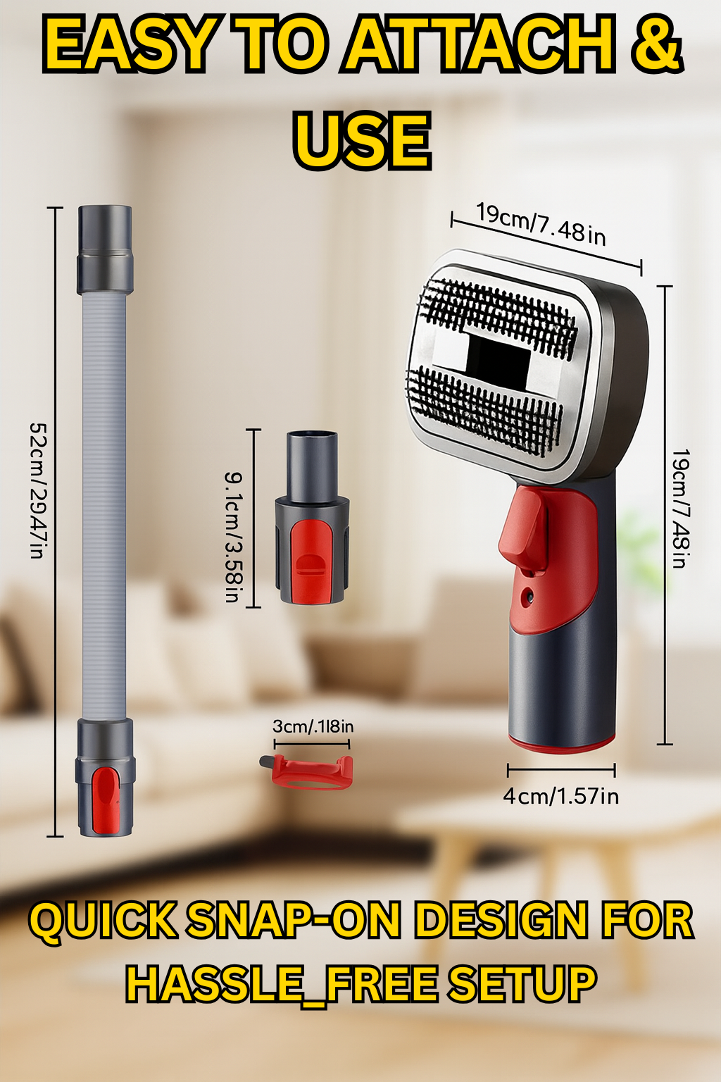 Cat Hair Vacuum Attachment - Stainless Steel