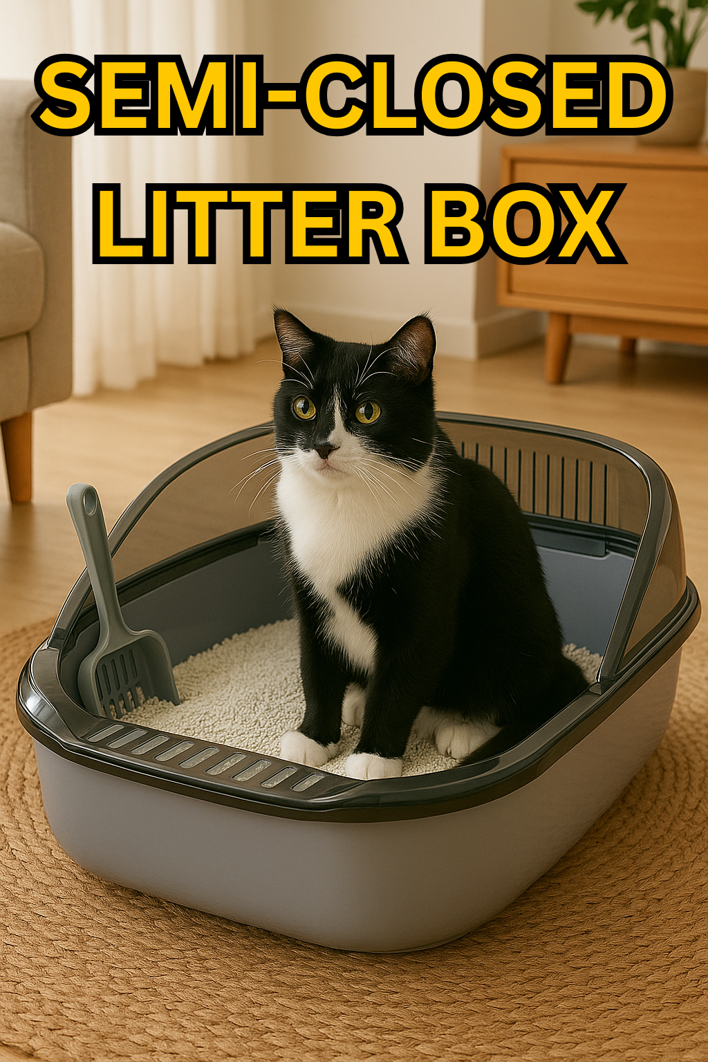 Semi-Closed Cat Litter Box