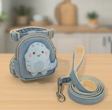 Cartoon Cat Leash - BUILT IN BACKPACK